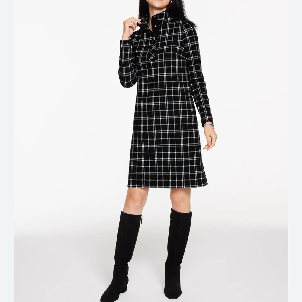 Talbots Brushed Jacquard Turtleneck Dress, Medium